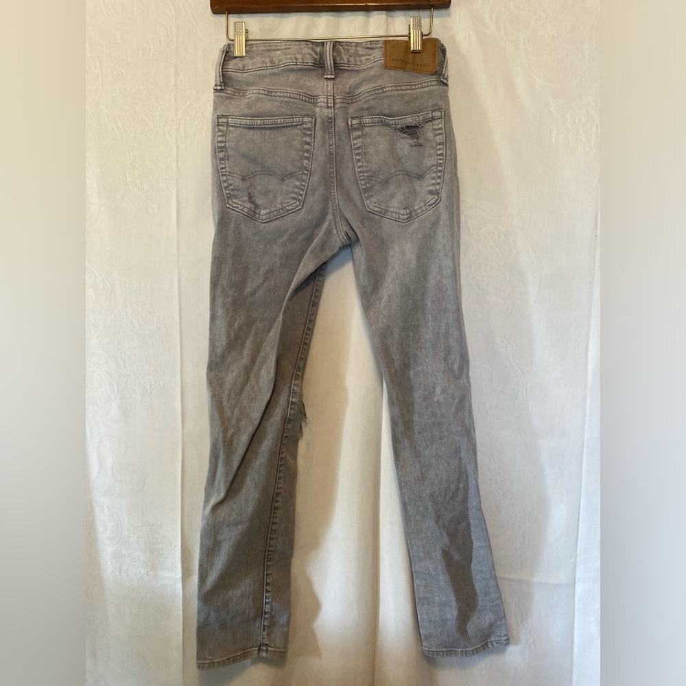 American Eagle Outfitters 28X30 Slim Airflex Gray Distressed Denim Jeans - Picture 2 of 13